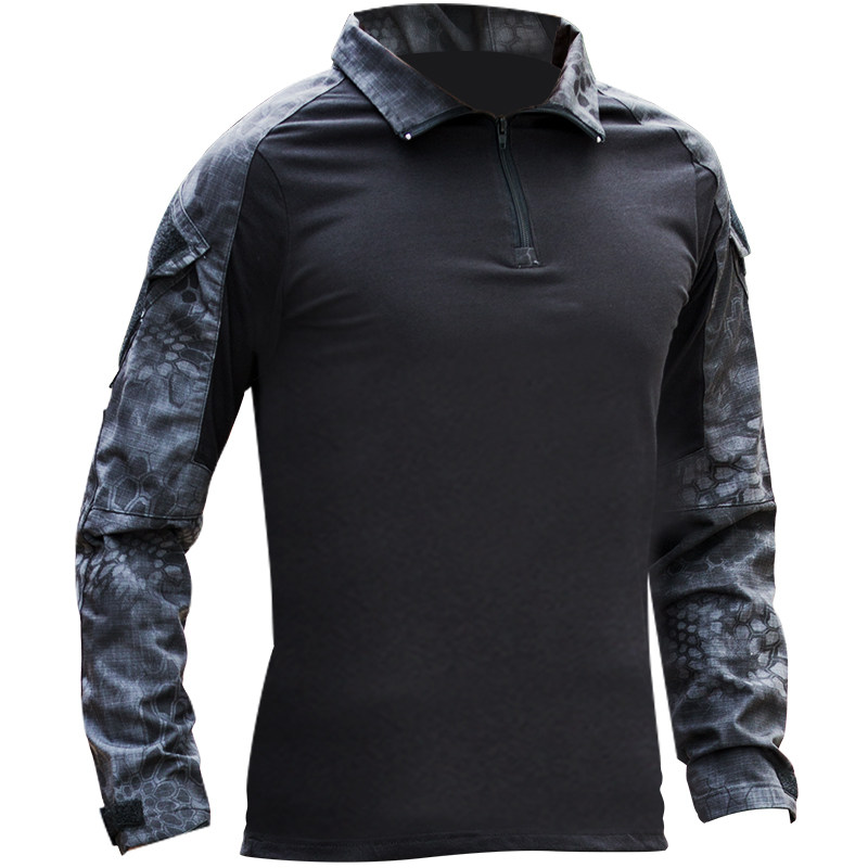 Outdoor Frog Lovers Camouflak Combat Training Wear jacket Body Elastic Work Tooling Tactical Frock male Long sleeves T-shirt