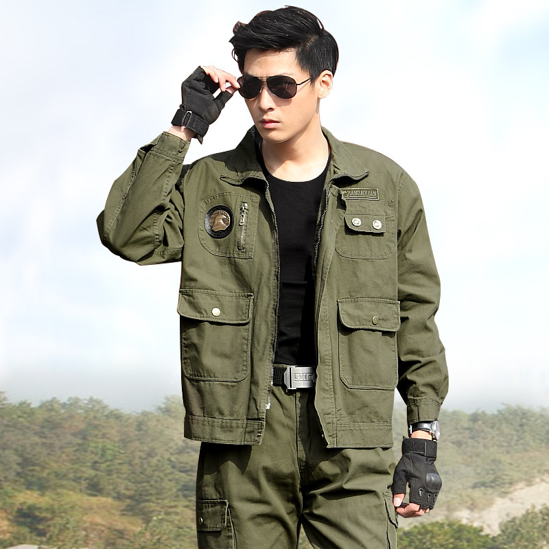 Pure Cotton Army Green Outdoor for training work camouflan suit for men and women Spring and autumn labor insurance Thickened Wear