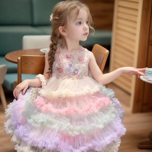 Летнее платье, юбка на девочку, наряд маленькой принцессы, в западном стиле, из фатина