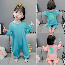 Baby Conjoined Sleeping Clothes Spring Autumn Pure Cotton Baby Boy Dinosaur Home Clothing Girl Anti Kick Sleeping Bag Autumn Money Cute Princess