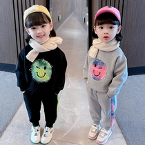 Girl Gushed Clothing Suit Autumn Winter Children Winter Clothing 1-3 Year Old Baby Thickened Warm Two Sets 2 Foreign Air Children