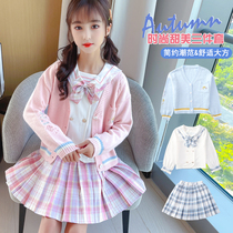 jk suit girls genuine uniform skirt child spring autumn college wind sweater three sets primary school kids spring dress plexu dress
