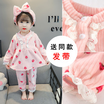Baby Sleepwear Autumn Winter Baby Girl Coral Suede Home Clothing Girl Flannel Suit Winter Thickened Warm Children
