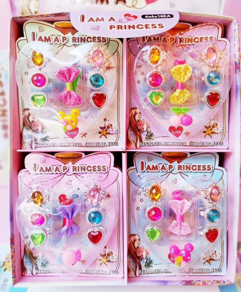 Child Ring Girl Princess Imitation Diamond Crystal Cute Toy Small Baby Toddler Gift Cartoon Gem Suit