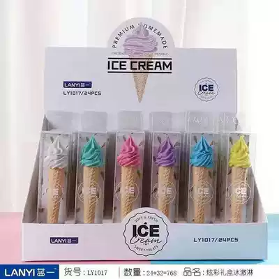 Blue one stationery 24 colorful gift box ice cream eraser cute three-dimensional shape eraser