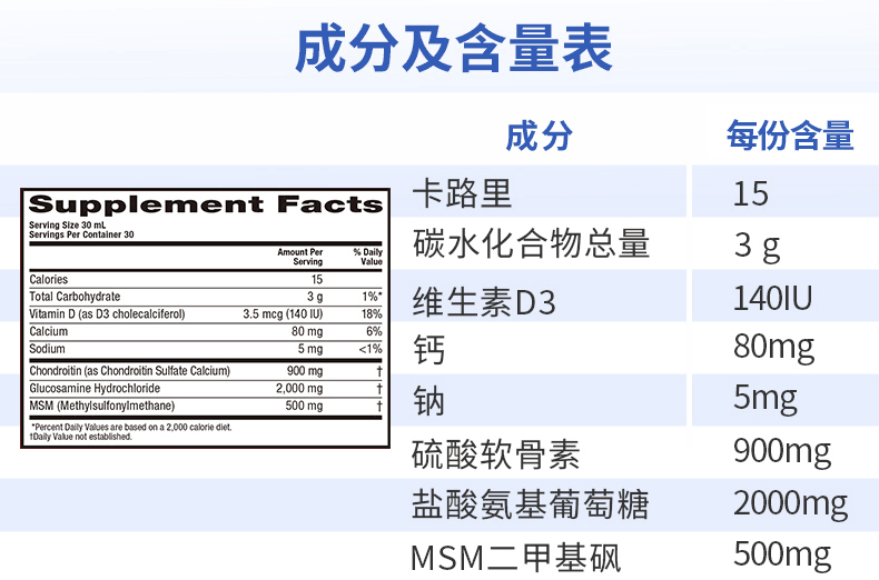 美国原产 维骨力MoveFree 液体氨糖软骨素 900ml 促进关节健康 图14