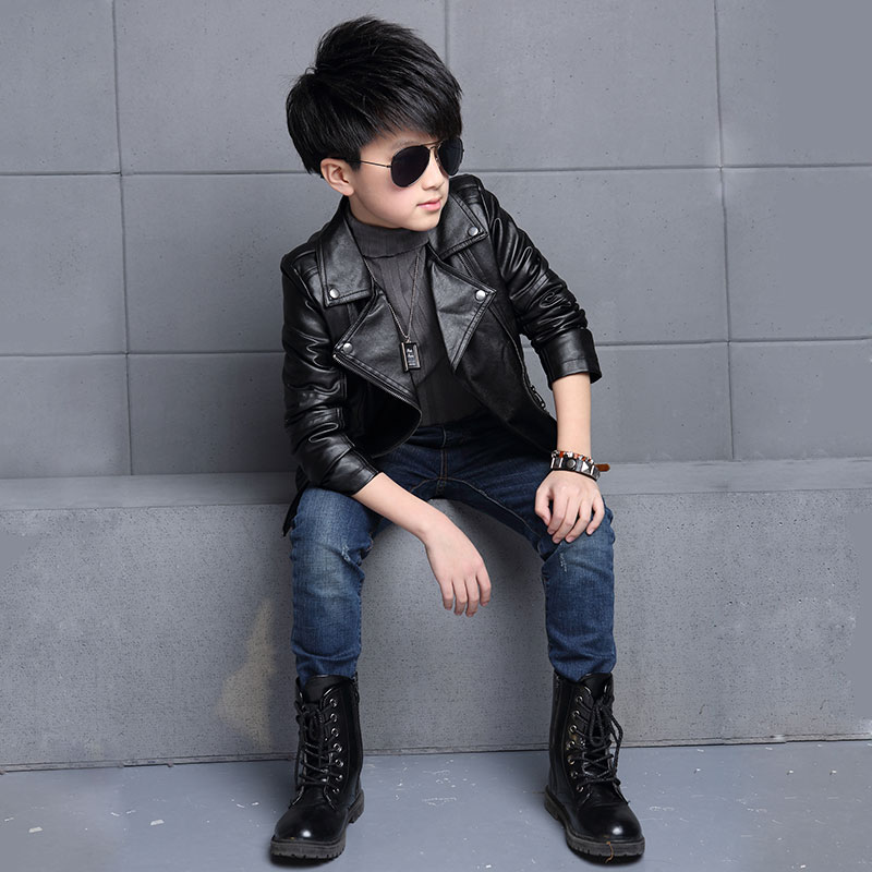 . Boys jacketplus nhung cộng dày da mùa đông trẻ em áo khoác của mùa thu và mùa đông áo khoác nam trẻ em lớn áo khoác trẻ em.