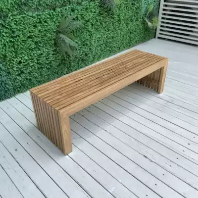 Outdoor anticorrosive wood bench solid wood park chair modern leisure long strip seat stainless steel garden balcony long seat chair