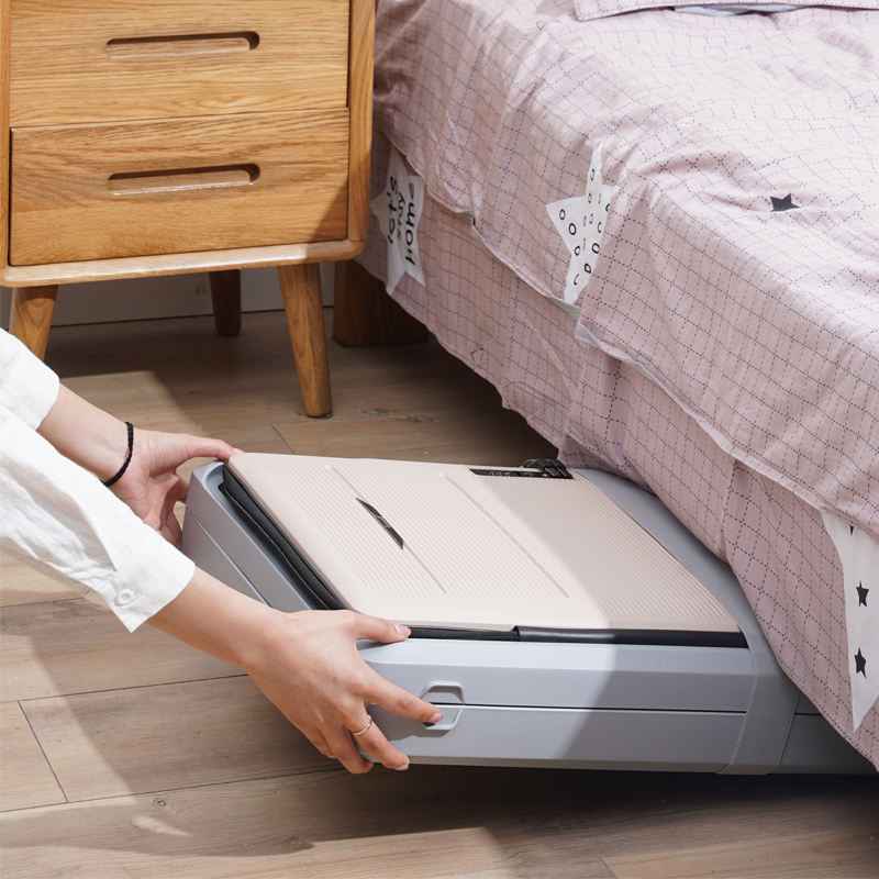 Bubule Foldable Front-Opening Suitcase for Women, Vintage Boarding Code Travel Case, Multifunctional Storage Trolley Case