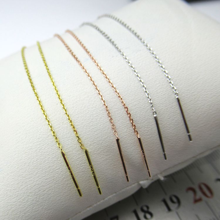 925 Pure Silver Ear Necklace DIY Accessories Handmade Material Electric Gold Long Ear Necklace Accessories Car Flowers Cross Chain Flow Suear Accessories