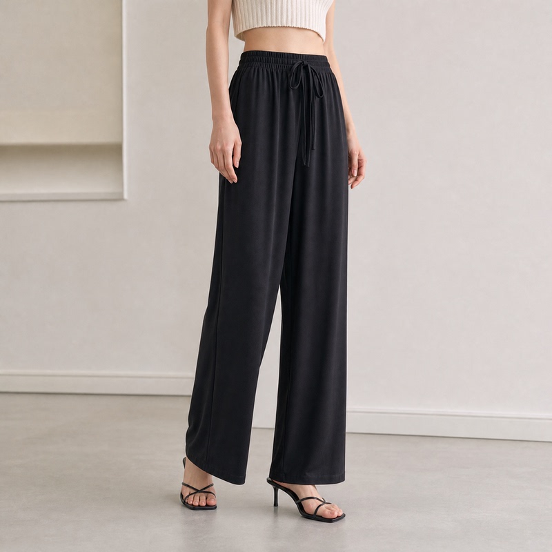 Special Offer 669【M】Comfortable Draped Elastic Waist Drawstring Wide-Leg Casual Pants Fangcao Fenfei 26 Autumn Women's Fashion