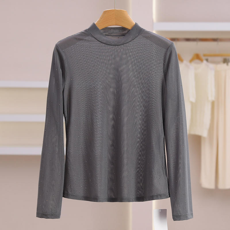 【Magic】Thin Rhinestone Embellished Base Shirt, Comfortable Long-Sleeve Versatile T-Shirt, Fangcaofenfei Brand Discount, 26 Autumn Women's Collection 【Magic】Thin Rhinestone Embellished Base Shirt, Comfortable Long-Sleeve Versatile T-Shirt, Fangcaofenfei Brand Discount, 26 Autumn Women's Collection