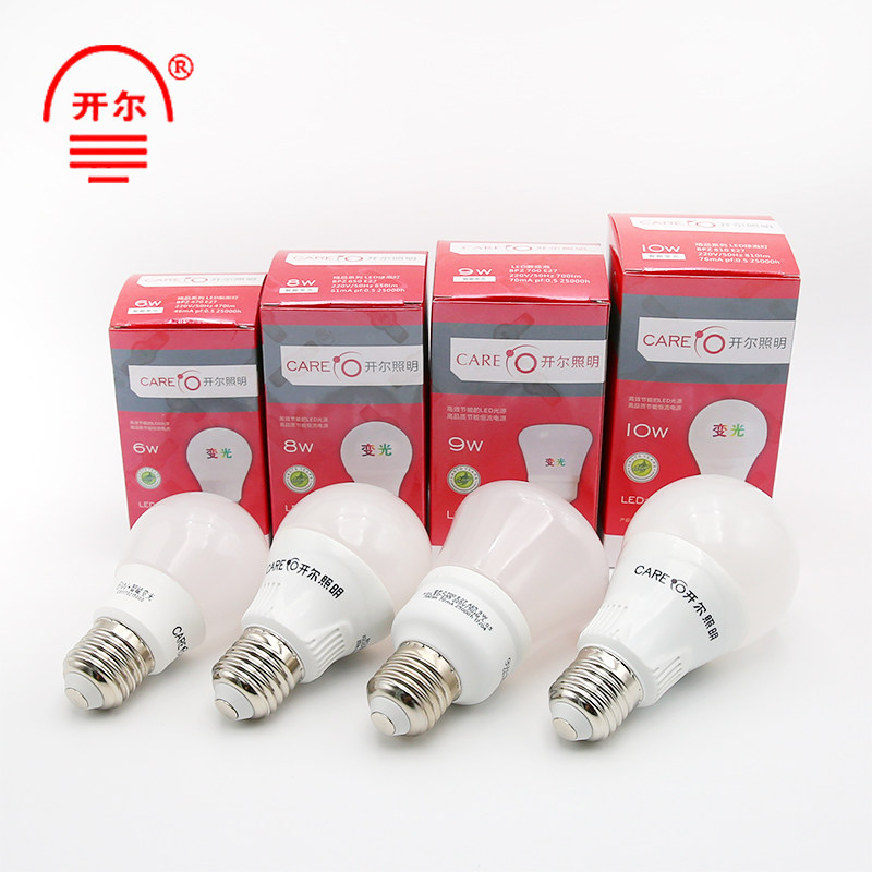 Kaier lighting bulb led bulb 6W7W8W9W10WE14E27 spiral interface three-color dimming energy-saving light source