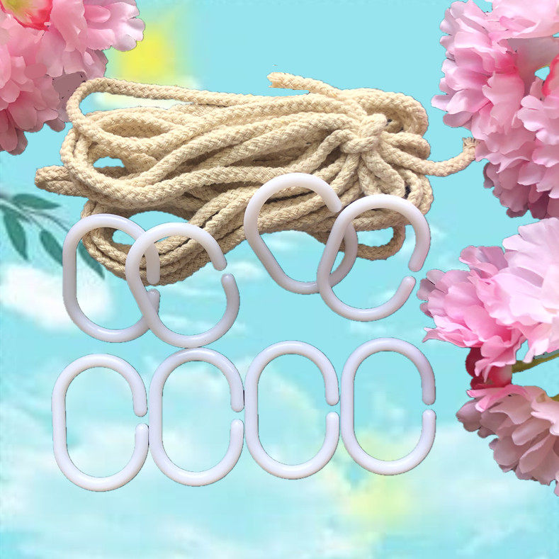 Hanging Ring Rope Bracket Strap Student Dormitory Bed Curtain Accessories Ring Buckle Plus Coarse Cotton Rope Student Mosquito Net Hook