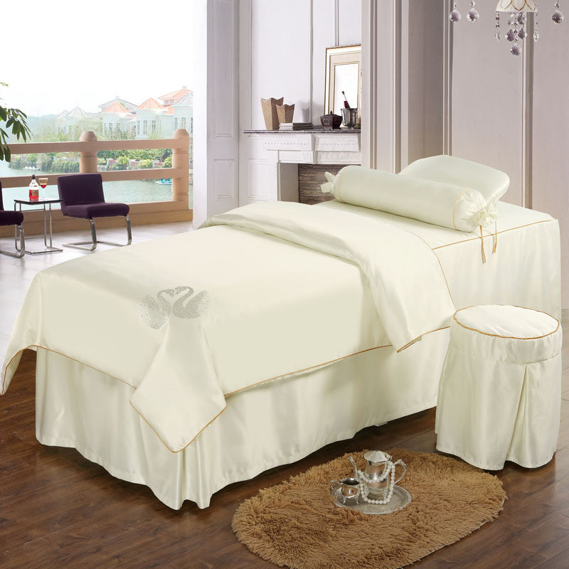 Goldsmith four-piece beauty massage bed cover set custom cotton simple European luxury pastoral style Korean physiotherapy