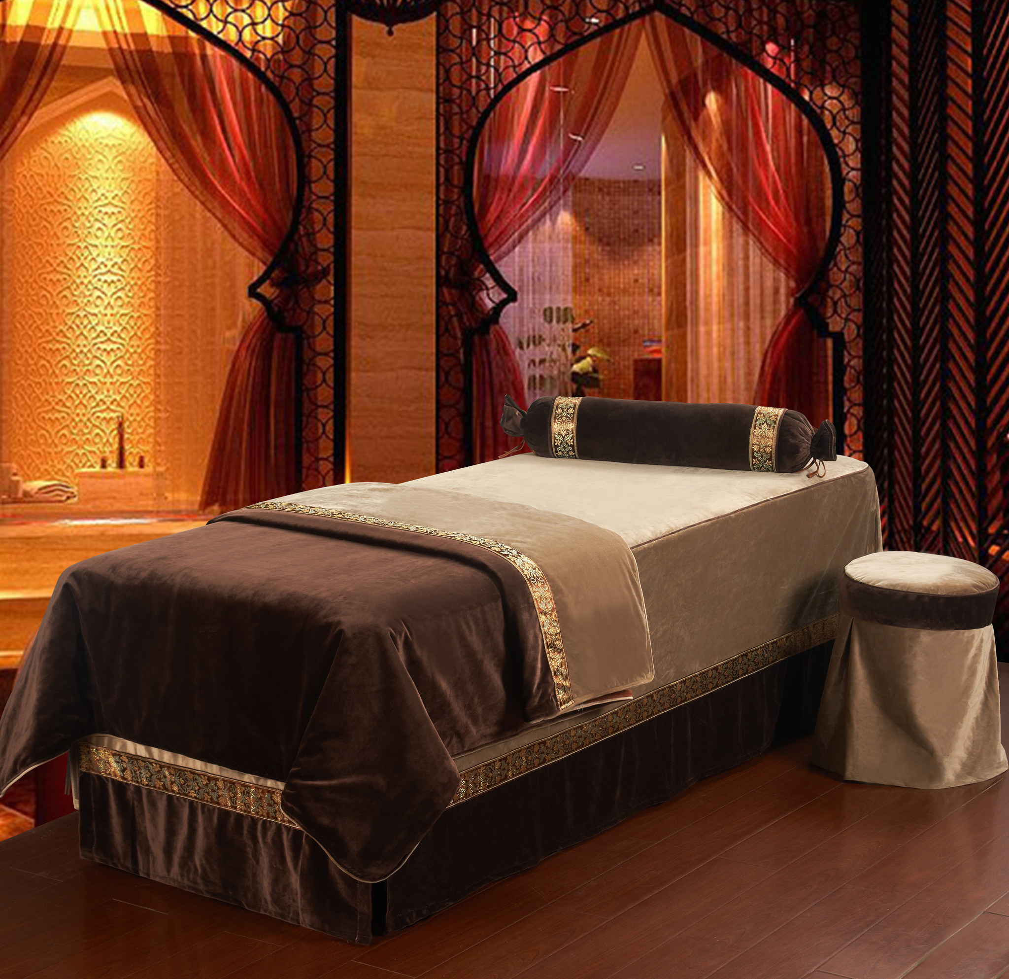 Goldsmith Moxibustion Bed Beauty Bed Special Bed Cover Four Pieces Dutch Suede Fumigation Bed Physiotherapy Massage Bed Cover Set