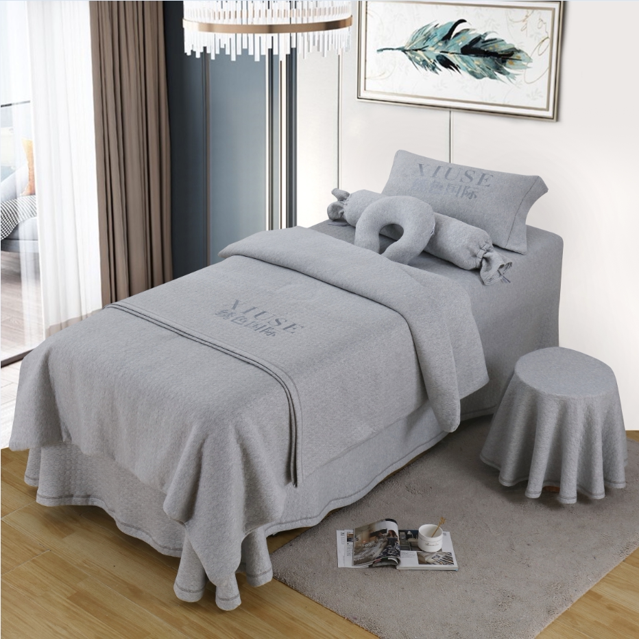 Goldsmiths pure cotton beauty moxibustion bed four-piece set beauty salon special bed cover physiotherapy massage bedspread customized