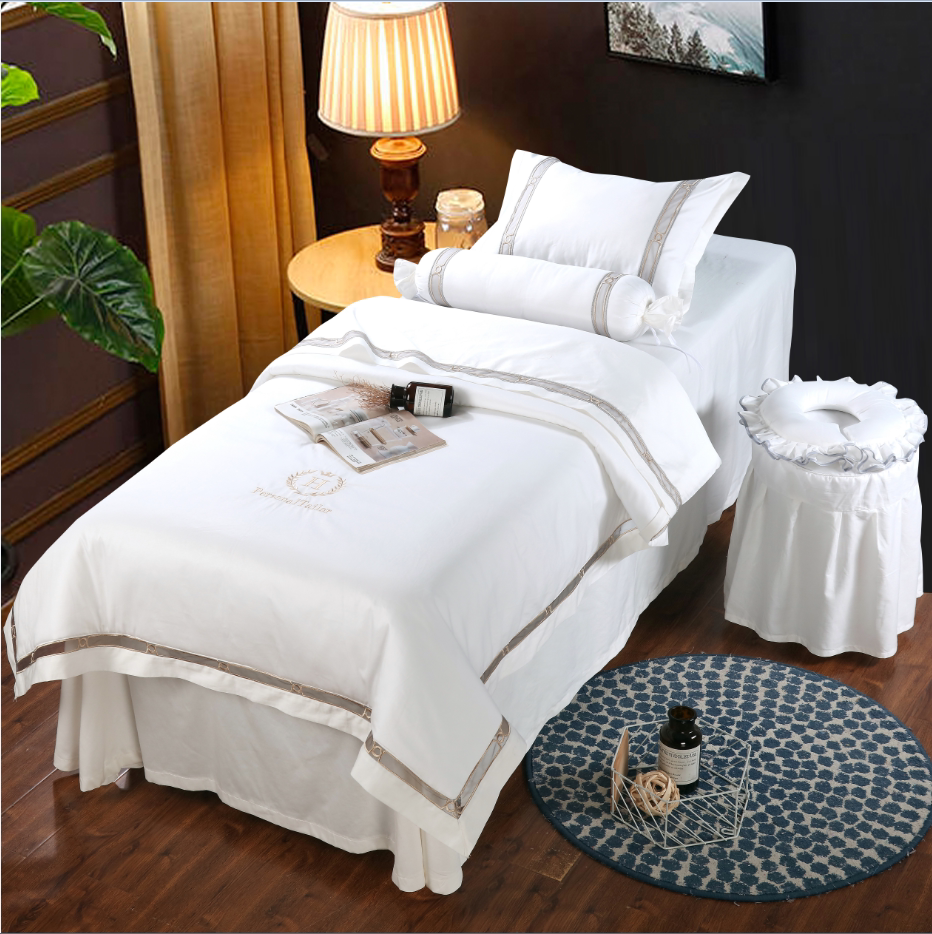 Goldsmith Beauty Bed Moxibustion Bed Four Pieces Beauty Salon Special Bed Cover Knitted Cotton Physiotherapy Massage Bed Cover Set
