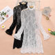 Lace bottoming shirt women's long-sleeved 2024 spring new style spring and autumn inner style hollow foreign style mesh mid-length top