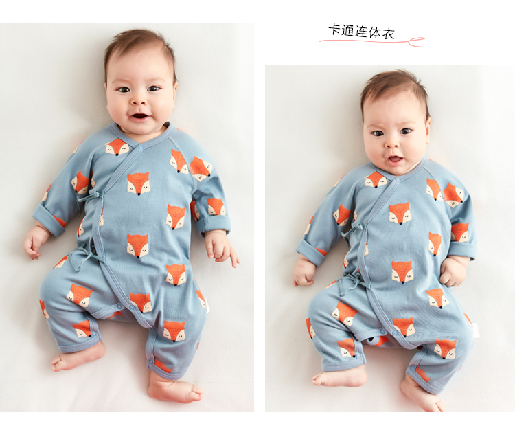 Quần áo trẻ sơ sinh nam mùa thu 3 tháng Quần áo sơ sinh tu sĩ nữ 1 quần áo trẻ em hakka không xương mùa xuân và mùa thu - Áo liền quần áo liền quần có tất baby