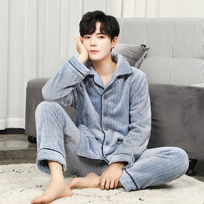 【情侣款】法兰绒加绒珊瑚绒睡衣套装