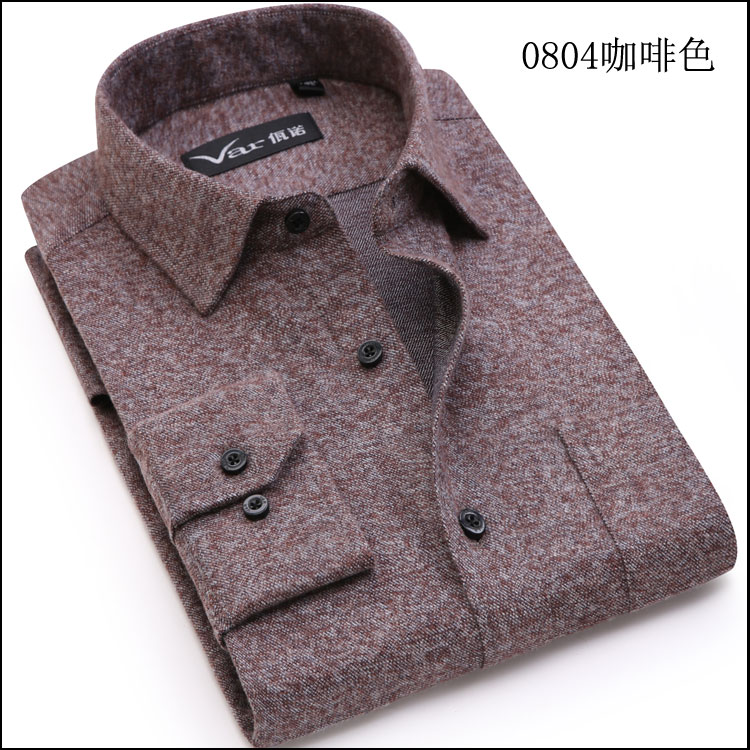 Mùa thu đông 2017 mới cotton sanding trung niên flannel áo sơ mi nam dài tay áo bố áo sơ mi form rộng nam