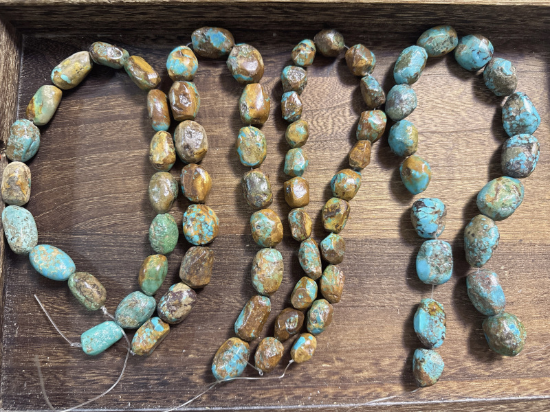 Natural Turquoise Bracelet, Original Stone Beads, Original Design, Irregular Shape, Hubei Raw Turquoise, Unisex Single Circle