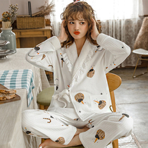 Yuezi clothing spring and autumn cotton feeding postpartum lactation suit autumn and winter long sleeve thick home clothing pregnant womens pajamas
