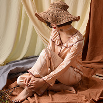 Lunar clothes spring and summer Thin Ice Silk pregnant womens pajamas women postpartum feeding fashion tide mother breastfeeding clothes home clothing set