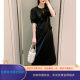 cos style black pleated lace puff sleeves waist pure cotton gathered short sleeves 23 new summer long skirt dress