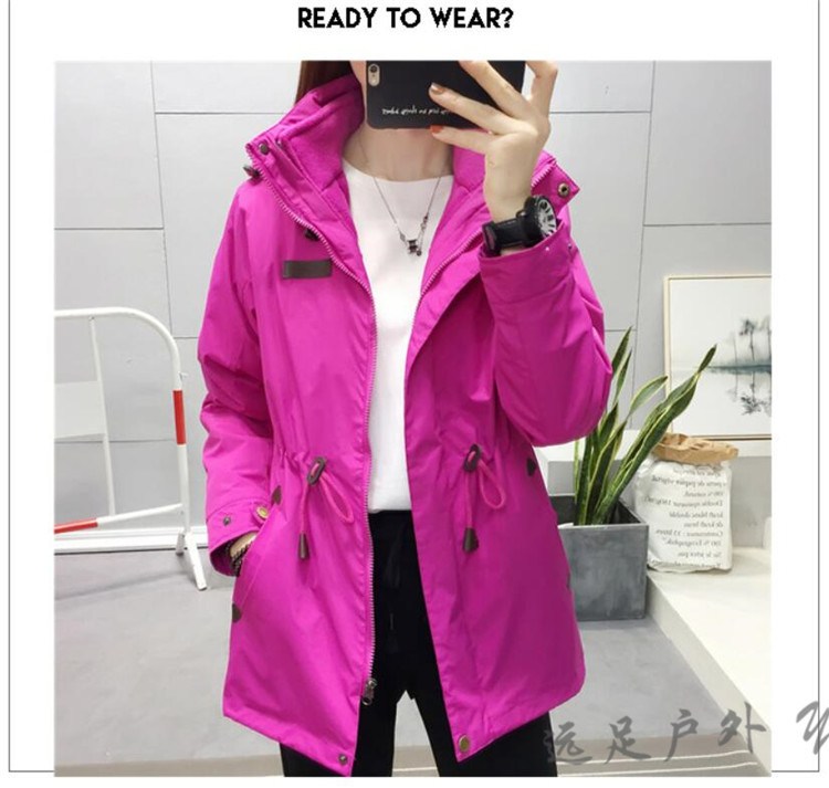 Ngoài trời dài mỏng Slim nữ ba trong một hai mùa thu và mùa đông không thấm nước quần áo leo núi không thấm nước có thể tháo rời - Quần áo ngoài trời ao gio nam gia re