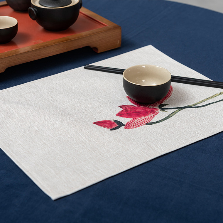 Qi Baishimian hemp lotus tea mat pot bearing place mat cultural and creative kitchen bowl mat home B&B hotel dining table mat tea room