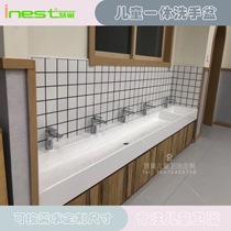 Child Artificial Stone Integrated Wash Basin Water Basin Kindergarten Acrylic Wash Basin Long Strip Sink Bathroom Customize