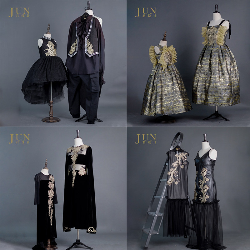 Jun design girls black puffy princess skirt children's noble evening dress catwalk piano dance performance clothing