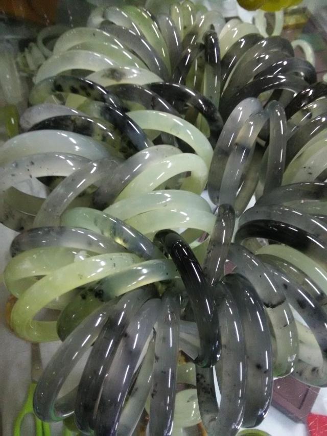 Natural Xiu jade round bar bracelet with rock jade water ink floating fine bracelet origin
