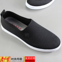 2022 Summer Old Beijing Cloth Shoes Mens Shoes Flying Weaves Low-Help Breathable Mens Mesh Casual Wear Comfort Web Shoes
