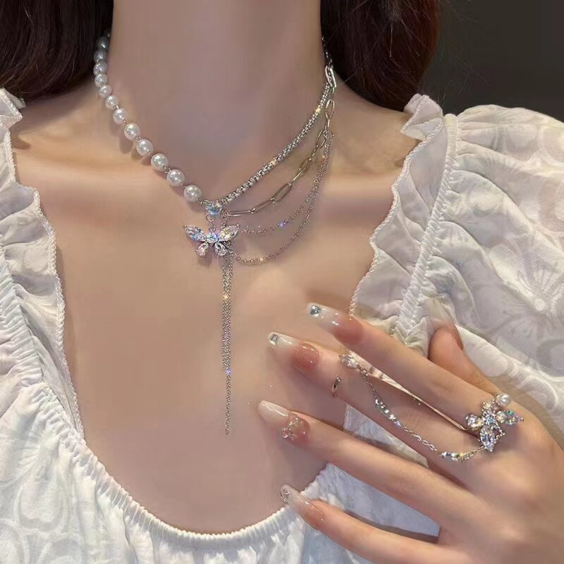 Shining Princess ~ Pearl Butterfly Necklace 2026 New Women's Luxury Niche Ring High-End Design Necklace
