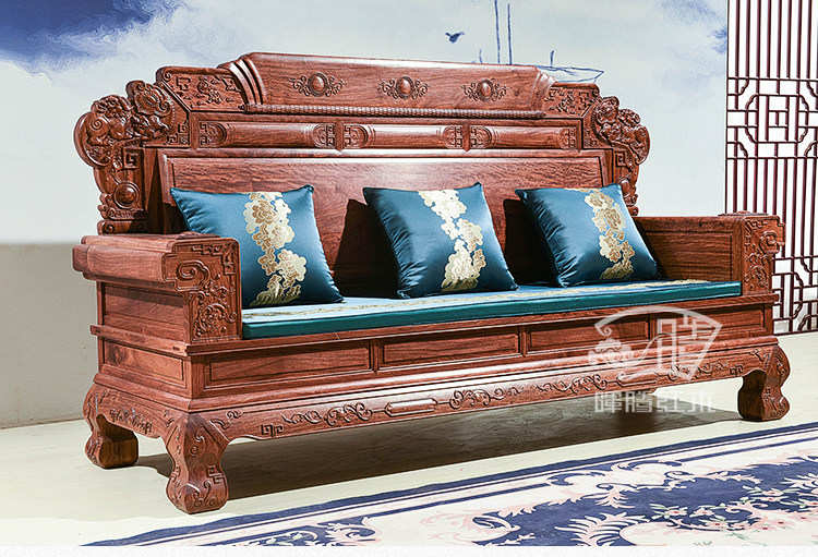 Махогани диван 晖腾刺猬紫檀红木沙发客厅中式家具全实木花梨木明清古典国标红木