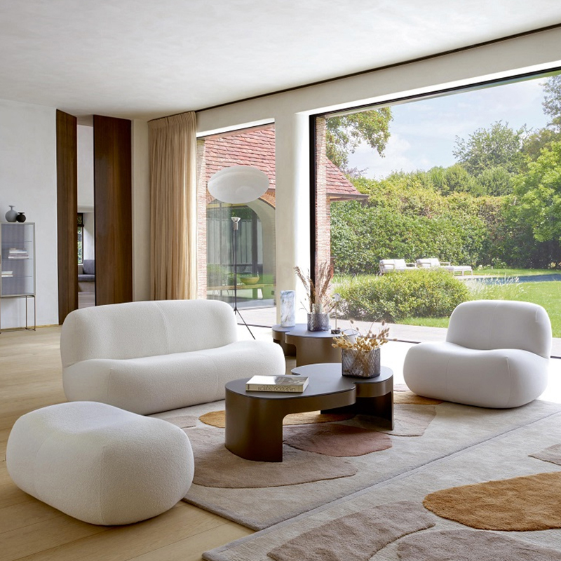 Minimal Silent Wind Office guest small sofa designer beauty salon lamb sofa seating area light luxury