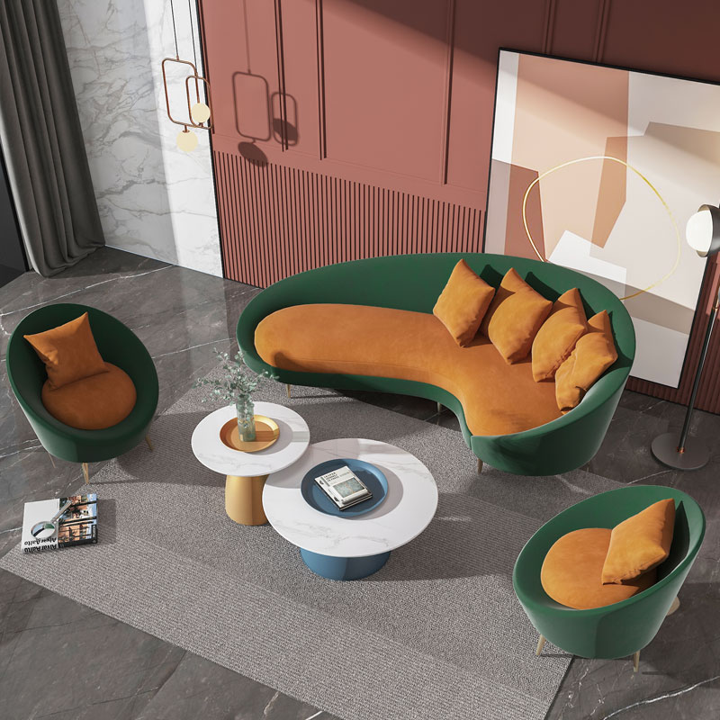 Beauty Salon Sofa Relax Area Reception Light Lavish Small Family Office Net Red Money Casual Creative Arc Small Sofa