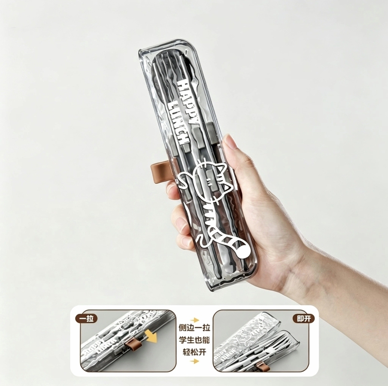 Japanese Imported Chopsticks, Spoon, and Three-Piece Set for Middle and Primary School Students, Portable Tableware Storage Box for Carrying Out Japanese Imported Chopsticks, Spoon, and Three-Piece Set for Middle and Primary School Students, Portable Tableware Storage Box for Carrying Out