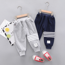 Boy Pants Tide Spring Fall Childrens Handsome Fashion Casual Pants Baby Pure Cotton Sports Long Pants Baby Bunches Pants