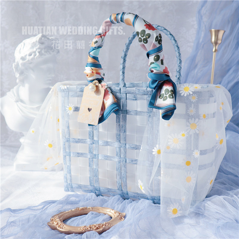 Practical Wedding Lady Bridesmaid's Companion Gift Box Woven Basket High-end Gift Packaging Box Empty Back Gift Basket Son-Taobao