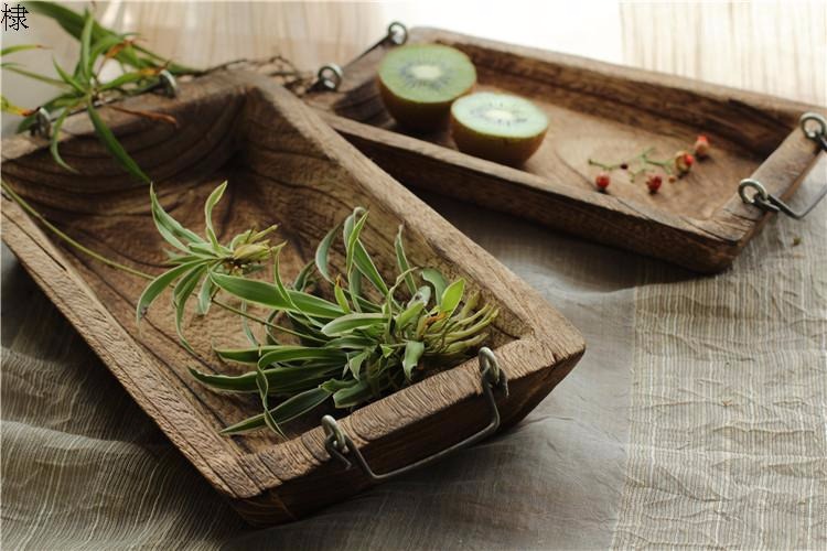 盘 原 生态 手工 烧 盘 盘 盘 盘 盘 盘 盘 hình chữ nhật khay gỗ rắn đĩa trái cây tấm ăn tối tấm tráng miệng khay go
