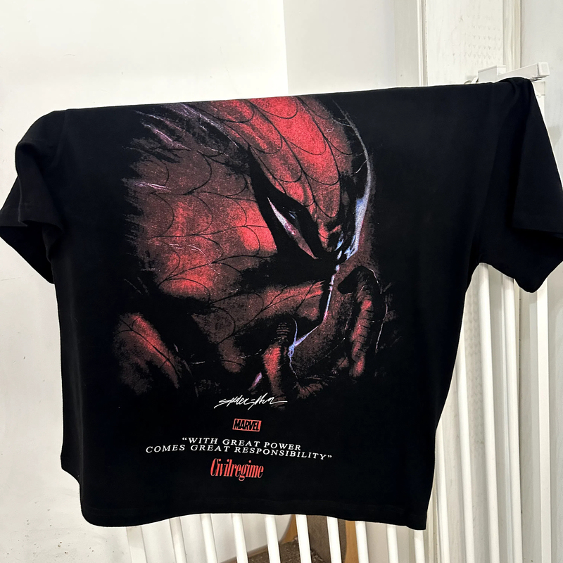 Gymboy Spider-Man Xcivilregime Marvel Heavyweight Cotton Washed Draped Sports Fitness T-Shirt