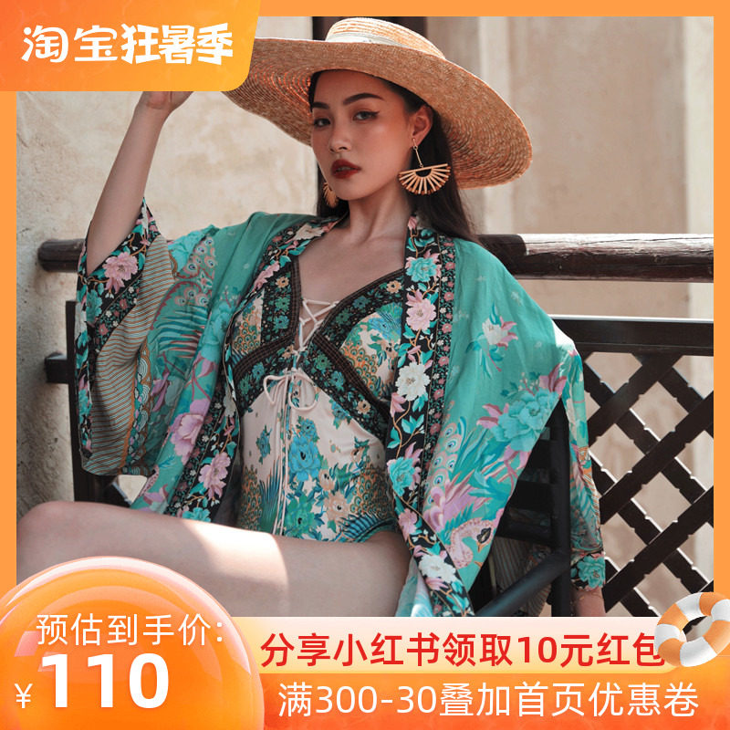 Rocaryi's new swimsuit women's law style retro printed cardiopouses sexy spa holiday not even for swimwear