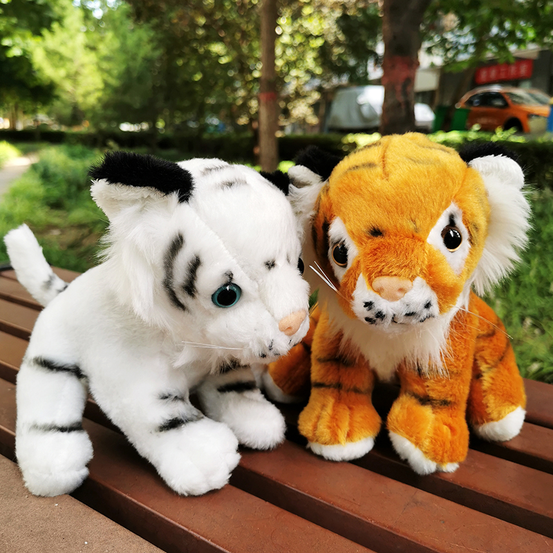 Simulation little tiger doll tiger year mascot plush toy lying down little white tiger catch machine doll children's gift
