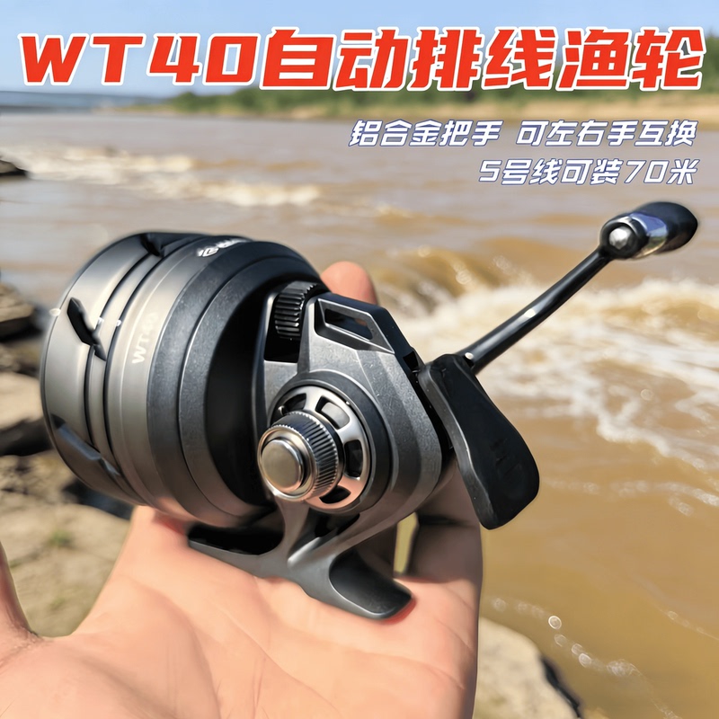 New Model Blue Whale Wt40 Fishing Reel with Automatic Line Management, Large Capacity, All-Metal, Left/Right Hand Interchangeable Pulley Fishing Reel