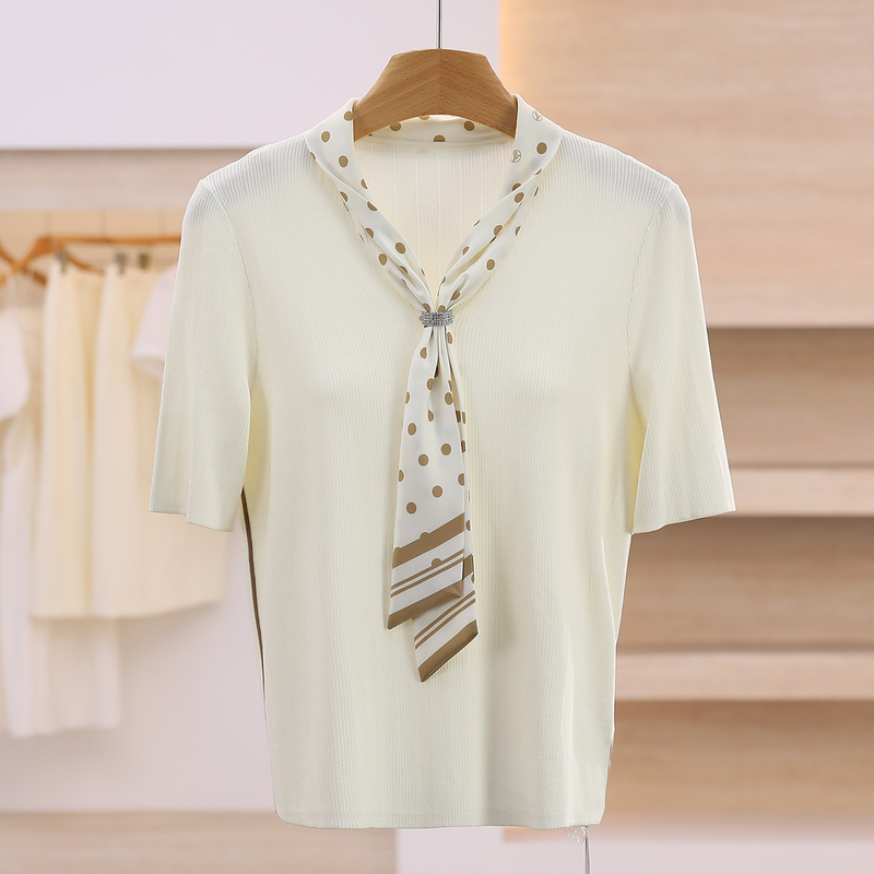 Special Offer 1680【Card】Polka Dot Ribbon Decor Versatile Pullover Knit Sweater 26 Summer Brand Discount Women's Clothing Special Offer 1680【Card】Polka Dot Ribbon Decor Versatile Pullover Knit Sweater 26 Summer Brand Discount Women's Clothing