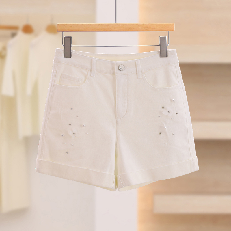 Special Offer 799【思】Jeans Daily High-Waisted Beaded Straight Shorts 26 Spring Fashion Brand Discount Women's